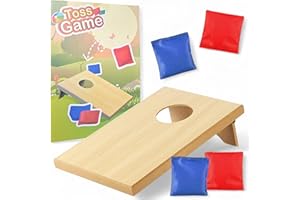 MIJOMA Cornhole - Gioco di tiro in legno, per bambini e adulti, 5 pezzi, con 4 sacchi e tavole, ideale per giardino e spiaggia