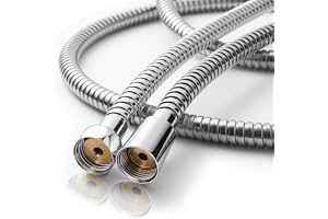 OFFO Duschslang, 2,0 m bidé duschslang rostfritt stål rostfri, 14 mm hål högtryck flätad flexibel slang, ersättningsduschslang för bidédusch, förkromad