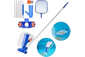 KATELUO Poolreinigung Bodensauger, Pool Kescher, Pool Reinigungsset Bodensauger, mit 5-teiliger Stange, Pool Bodensauger Set für Pool Whirlpools Aquarien Spas Teich