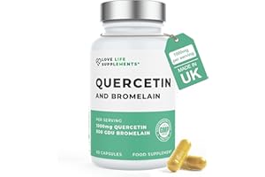 Quercetin & Bromelain Supplement | 60 Capsules -30 Servings | Powerful Antioxidant | 1000mg Quercetin (from Sophora japonica) and 500 GDU Bromelain (from Pineapple) per Serving | Love Life Supplements