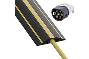 EVify Kabelkanal 1,5m, Kabelbrücke überfahrbar für Elektroauto Ladekabel Typ 2 – Robuster Flacher Stoplerschutz für den Außeneinsatz - Antirutsch Kabelkanal Boden