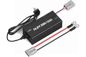 LiTime 12V 20A Cargador de Batería de Litio, 14,6V CA-CC Cargador Lifepo4 con Conectores Anderson e Indicadores LED, Cargador de Baterías para Baterías Recargables de Ciclo Profundo para Coches