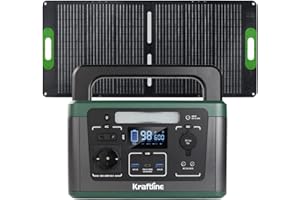 Kraftline 600W Tragbare Powerstation mit 100W Solarpanel, Solar Batteriespeicher mit 8 Ausgänge, Eingebautes LED-Licht,mobiler Solargenerator für Outdoor/Camping/Zuhause/Notfall (100W Solarpanel)
