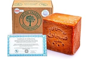 GRÜNE VALERIE NATURKOSMETIK Grüne Valerie® oryginalne mydło Aleppo 200 g + 50% / 50% oleju laurowego / oliwy z oliwek | dojrzałe przez 6 lat | mydło stałe - mydło do mycia włosów/mydło do włosów/mydło pod prysznic | wartość pH 8 | rękodzieło | DERMATEST: "Exzellent"