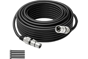 Mygatti Câble Microphone XLR 10 Mètres(Nior),mâle vers femelle,câble patch DMX équilibre blindé 3 broches,Avec suppression EMI et RFI,Compatible avec amplificateur,hautparleur