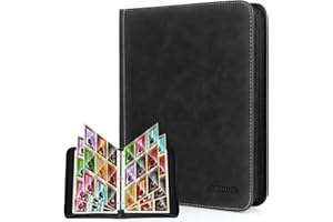 JoyHood Classeur de Cartes à Collectionner compatible avec TCG - Peut contenir 900 cartes - Album Classeur Convient pour PM MTG OPCG - Avec Fermeture Eclair (Noir, 9 Pockets)