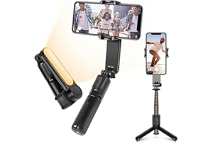 KAREBABE Gimbal Stabilisator Smartphone, Handy Stabilisator Gimbal mit Fülllicht, iPhone Gimbal mit Fernbedienung, Tragbarer Gimbal Selfie Stick für Vlog Video, Kompatibel mit Android/IOS