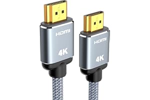 Snowkids Câble HDMI 4K 1.8m Câble HDMI par Ethernet en Nylon Tressé Supporte 3D/ Retour Audio - Cordon HDMI pour Lecteur Blu-Ray/ PS3/ PS4/ Netfix/Fire TV/Ecran - Gris