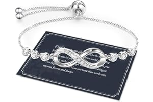 J.Fée Infinity Bracelet Sterling Silver Bracelets for Womens Silver Jewellery,Adjustable Bracelets Friendship Bracelet Gift For Birthday Gifts for Women Mothers Day Gifts for Her