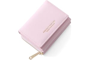 ANYWN Portmonetka damska, mały, mały portfel damski, mały portfel damski, duża pojemność, elegancki i słodki portfel damski z dużą przegródką na monety, Rosa, Minimalistyczny