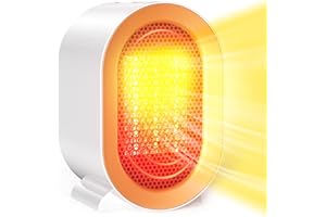 TIMIYOU Calefactor Bajo Consumo, Calefactor Cerámico PTC de 1200W, Calefactor Baño, Pequeño y Portátil, 2 Niveles de Potencia, Doble Protección, Apto para el Hogar y la Oficina, Blanco