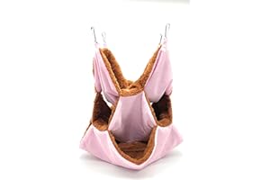 RatsLive® Nagetier Dreifach Hängematte für Ratten, Hamster, Chinchillas und Eichhörnchen 35 x 35 cm (Pink)