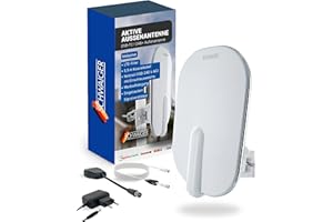 SCHWAIGER Aktive Außenantenne I Weiß I DVBT2 DAB Aussenantenne aktiv mit Breitbandverstärker I wetterfest & UV-beständig I DVB-T2 DAB+ Antenne für digitales Fernsehen & Radio I inkl. LTE-Filter