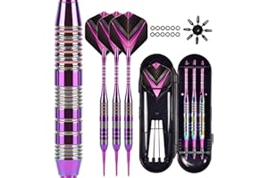 OLYSPM 3 Pièces de Flechettes,21g Flechette Pointe Plastique avec 3 Barillet de Fléchette,6 Tiges de Fléchette,3 Ailettes de Fléchettes,8 Protège-ailettes,12 Joints en Caoutchouc,1 étui à Fléchettes