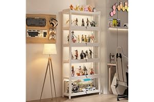 EFGETD Display Cabinet for Collection, Acrylic Transparent Curio Cabinet Figures and Curio Collection Display Case Floor Standing Showcase Home Living Room(White,6 Floor 70cm)