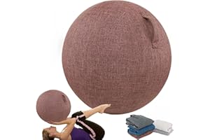 SWTKO Housse en Tissu Ballon d'exercice Housse de Protection pour Chaise Boule de Yoga Pilates Housse de Siège Ballon D'équilibre pour Bureau À Domicile avec Poignée,Marron,65CM