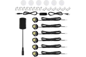 AMFUN 6PCS LED Mini Spot Lights, 5V 1W Jewelry Cabinet Lamp, 360° Rotate Aluminum USB Showcase Lights with Dimmer for Home Hotel Jewelry Decoration Painting Plant Wine Cabinet (4000K Neutral Light)