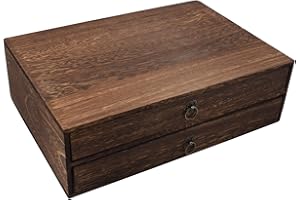 CUYACILI Organisateurs de Bureau en Bois avec 2 tiroirs Armoire de Rangement de Bureau en Bois A4 Cabinet de Documents Boîte de Rangement de Bureau Carbonisation des espaces de Bureaux à Domicile