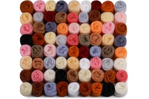 Doxiru 72 Pcs 7.6 oz Needle Felting Wool, 24 Colors Wool Roving Yarn, Needle Felting Supplies for Beginners DIY Felt Crafts, 3 g/Pack