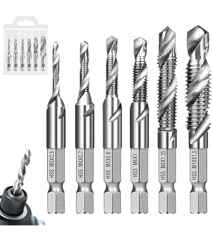 5Pcs Embout de Taraudage M3-M8, Ensemble de Foret Taraud pour Machine