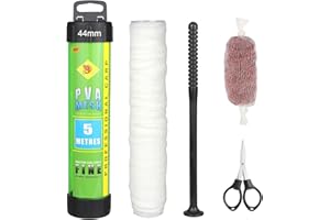 Nelxsene 5m Borsa PVA Carpa Pesca Lotto,Set Di Pesca in Borsa PVA,con Forbici, Imbuto E Asta Di Riempimento Esche, 18/25/37/44 mm Idrrosolubile Veloce pesca Borse Rete Bait