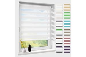 ‎ATLAZ Doppelrollo klemmfix ohne Bohren, Duo Rollos für Fenster & Tür mit Bohren, Version 2025 Weiß B45 x H150cm (Stoffbreite 41cm), Sonnenschutz Klemmrollo Fensterrollo Zebrarollo Seitenzugrollo
