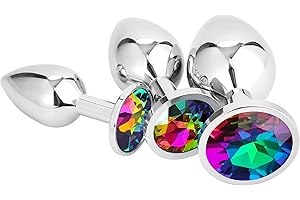 Belmalia 3x Plug Anal Metálico | Butt Plug Cristal Rainbow | Pura Placer en 3 Tamaños para Mujeres, Parejas, Hombres | Juego Plugs Anales Vistoso