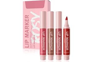 LESTPOLA Rotulador Para Labios Mate Impermeable set, 4 Colour Lip Marker, Efecto Tatuaje Natural De Muy Larga Duración, Delineador De Labios No-Transfer, Lápiz Labios De Maquillajepara Mujeres, Acabado Natural