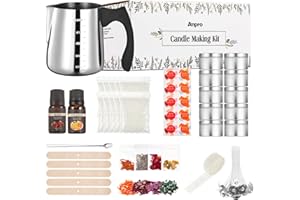 Anpro Kerzenherstellung Kit inklusive Sojawachs, Dochten, Schmelztiegel, Dosen, 4 Farbstoffe & 4 Arten von getrockneten Blumen, 2 ätherischen Ölen