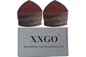 XXGO 100 Pcs 60 Grits 90mm Triangular Sanding Pads for Wood Sanding Fit 3.5 Inch Oscillating Multi Tool Sanding Pads XG902060U