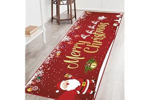 Famibay Christmas Carpet Runners for Hallways Non Slip 60X180cm Hall Runner Rugs Washable Hallway Rug Kitchen Carpet Floor Mats for Hallway Entryway Kitchen Bedroom Living Room