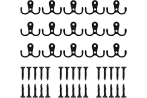 Jubaopen 15 Stück Wandhaken Doppel Kleiderhaken Vintage Metall Wandhaken Türhaken zum Einhängen Wand befestigte Haken Huthaken Kleiderbügel Haken für Garderobenhaken Badezimmer Küche(mit 30 Schrauben)