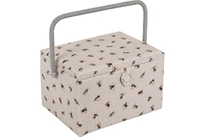 Hobby Gift Exclusif Grande boîte à couture pour passe-temps de couture, plateau pour accessoires, poche pour coussin à épingles, poignée en PVC 23,5 x 31 x 20 cm, abeilles