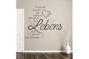 ‎TJAPALO tjapalo® a51 Wandtattoo nimm dir Zeit für die schönen Momente wandtattoo wohnzimmer spruch zitate Wandsticker Flur und Diele wanddeko Wohnzimmer modern, Farbe: Schwarz, Größe: H70xB58cm