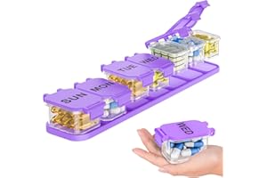 YAKLIM Bardzo duży tygodniowy organizer na tabletki – wodoodporne 7-dniowe pudełko na tabletki, przenośne etui na witaminy i suplementy, łatwa do otwarcia, idealna do podróży i codziennego zarządzania lekami