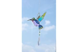 JOVIVI Ciondolo di Uccello Colibrì in Vetro di Murano da Appendere, Acchiappasole in Cristallo Arcobaleno con Prisma da Finestra, Ornamento Appeso Rainbow Maker Decorazione Casa Interni
