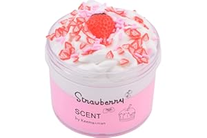 Keemanman Strawberry Butter Slime, Scented DIY Slime Supplies Kit for Girls and Boys, Stress Relief Toy for Kids Education, Party Favor, Gift and Birthday (7oz)