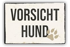 SOOBSOO Vorsicht Hund Vintage Schild 20x30cm aus stabiler Hartschaumplatte in 3mm Stärke - mit UV-Schutz und witterungsbeständig