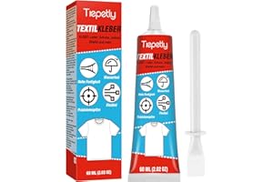 Tiepetly Textilkleber Waschmaschinenfest Extra Stark für Stoffe 60ml, Alternative zum Kleber zum Nähen