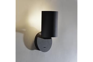 ouglres Lampe Murale Avec Interrupteur Noir,Lampe Murale d'Intérieur Moderne en Aluminium Résistant Abat-Jour Pivotant de 90°,Lampe Murale Industrielle E14 pour Chambre à Coucher Salon, Couloir,Hôtel
