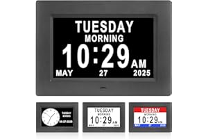 Jaihonda Dementia Clock Digital Calendar Clocks with Days Dates and Time of Day for Elderly with 12 Alarns Reminder+5 Levels Auto Dimmer Alzheimers Clock