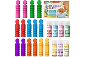 SIGWONG Bath Colour Tablets for Kids - 120 Count Food Grade Ingredients Kids Bath Bombs, 7 Colours Bath Tablets for Kids, Create Fun Bath Colours, Childrens Bubble Bath Bombs