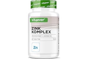 VIT4EVER Zinc 25 mg - 400 comprimés - Premium : Bisglycinate de zinc d'Albion® + L-Histidine - Haute biodisponibilité - Complexe de chélate - Testé en laboratoire - Végétalien - Hautement dosé