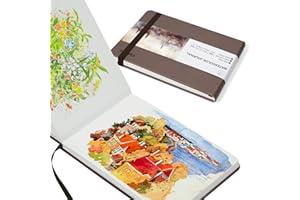 Lightwish Journal aquarelle 100 % coton pressé à froid 19,3 x 13,5 cm, 20 feuilles (63,5 kg/300 g/m²), sans acide pour aquarelle, gouache, acrylique