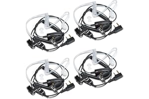 HYSHIKRA Tube Audio pour écouteurs Radio - Jack 2 Broches - PTT avec Microphone - Transparent avec Clip de Maintien - Casque Compatible avec la Radio bidirectionnelle Kenwood Baofeng UV5R (4 Pack)