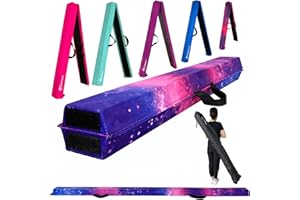 MARFULA 8 FT / 9 FT Folding Balance Beam Gymnastics Floor Beam - Extra Firm - Suede Cover - Anti Slip Bottom with Carry Bag for Kids/Adults Home