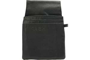 J JONES JENNIFER JONES J.Jones - Riñonera Cartera de Camarero de Piel, Funda Práctica con Bolsillo para Bolígrafo y Bolsillos Deslizables Negro