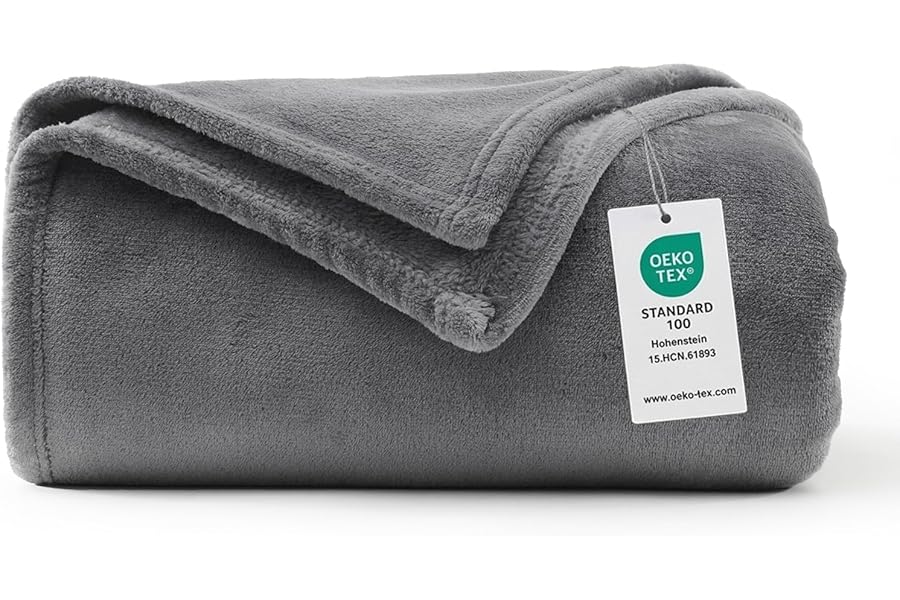 WAVVE Fleece Blanket Sofa Throw Grey 4ft x 5ft - Fluffy Soft Warm Versatile Blanket for Sofa/Couch/Bed Throw/Single Size Gray,130x150 cm