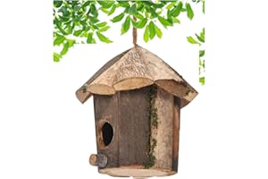 Loopunk Wooden Nesting Box for Birds, Natural Wooden Bird House, Nesting Box for Birds for Garden, Outdoor, Patio, Nesting Box, Decorative Nest