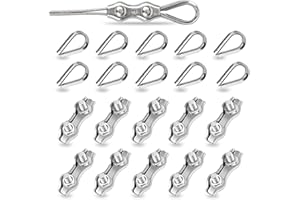 CISYIA 20 Stück Duplex Drahtseilklemme 3mm Und Kauschen 3mm, M3 Seilklemmen aus 304 Edelstahl, Drahtseilklemmen Robust Gefertigt Seilverbinder für Drahtseil 3mm, Takelage, Wäscheleine, Stahlseil